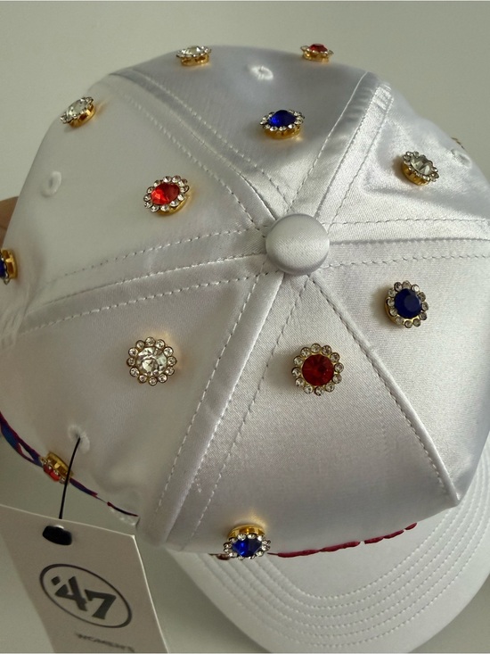 New York Giants White Embellished Satin Baseball Cap main image 4